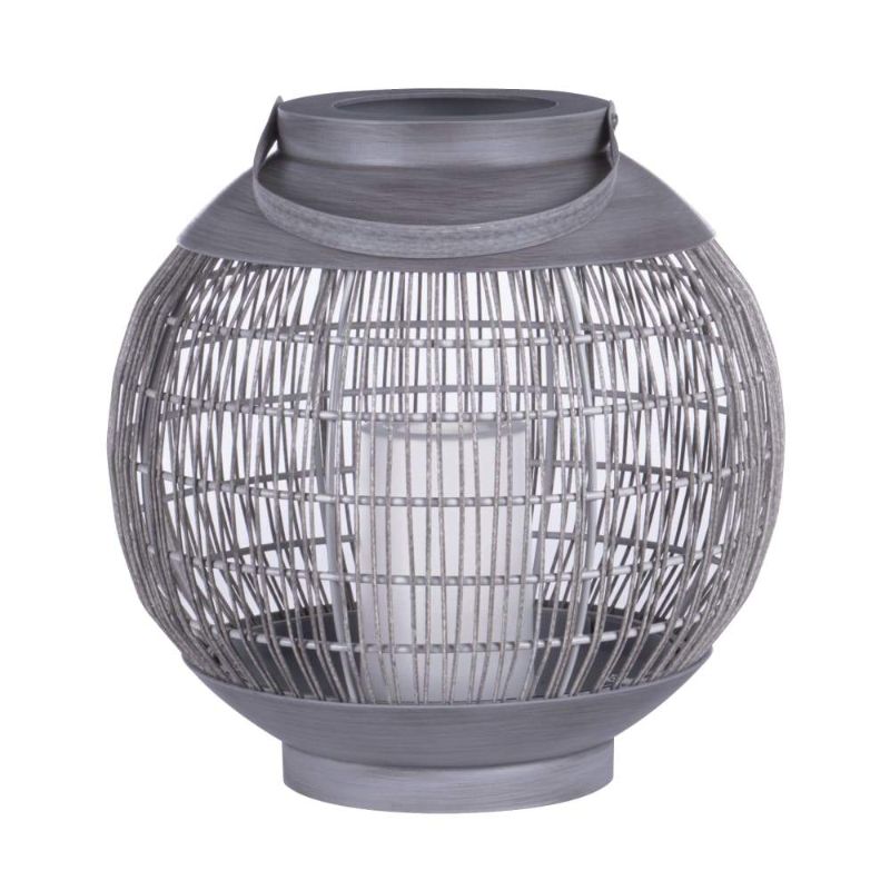 Photo 1 of 102399 11.5 X 11.5 X 11.7 in. LED Basket Lantern, Grey
