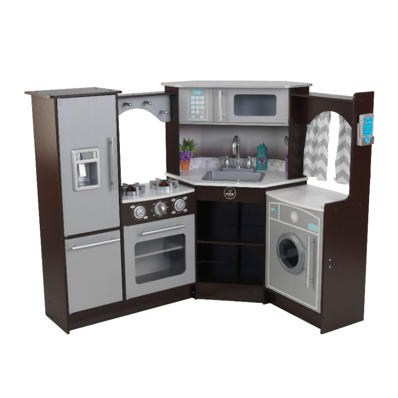 Photo 1 of KidKraft Ultimate Corner Play Kitchen with Lights and Sounds Espresso KidKraft GameStop
