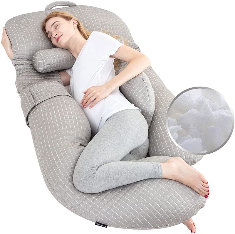 Photo 1 of USED**LUXETILE 60in Pregnancy Pillow U Shaped, Maternity Body Pillow with Cooling Cover, Detachable Pregnancy Body Pillow for Pregnant Women Sleeping(Cool-Grey)
