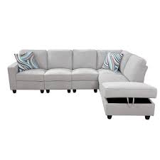 Photo 1 of 6-Piece Light Gray Microfiber 4-Seat L Shaped Right Facing Sectionals with USB-A
PREVIOUSLY OPENED
MISSING SOME HARDWARE