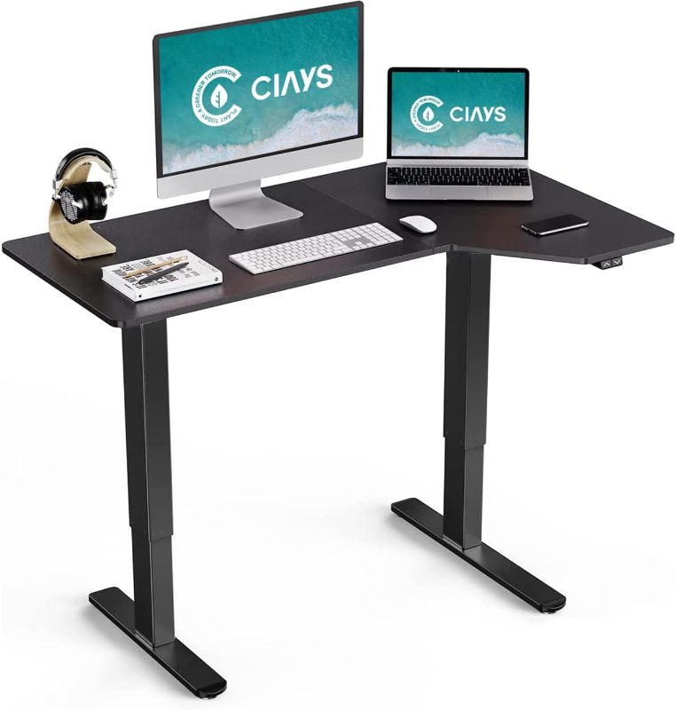 Photo 1 of INCOMPLETE** Ciays 55" Electric Standing Desk, Height Adjustable Desk, Large L-Shape Standing Desk for Home Working, 55 x 34 inch Sit Stand Desk, Computer Workstation with Black
