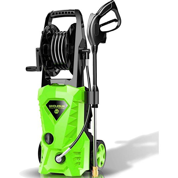 Photo 1 of WHOLESUN 3000PSI Electric Pressure Washer 2.4GPM Power Washer 1600W High Pressure Cleaner Machine with 4 Nozzles Foam Cannon,Best for Cleaning Homes, Cars, Driveways, Patios (Green)