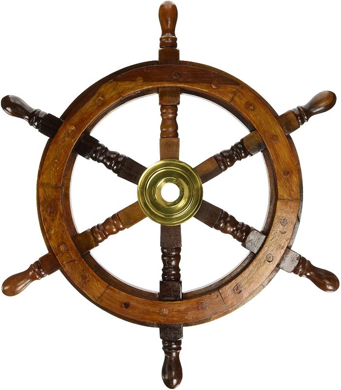 Photo 1 of 18" Ship Wheel Wooden: Pirate Boat Nautical Fishing