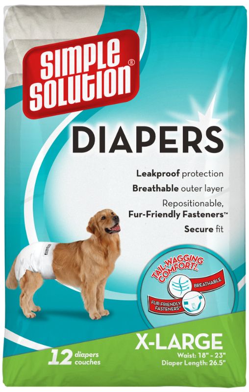 Photo 1 of **PREVIOUSLY OPENED**
Simple Solution Original Disposable Female Dog Diapers, X-Large: 18 to 23-in Waist, 12 Count
