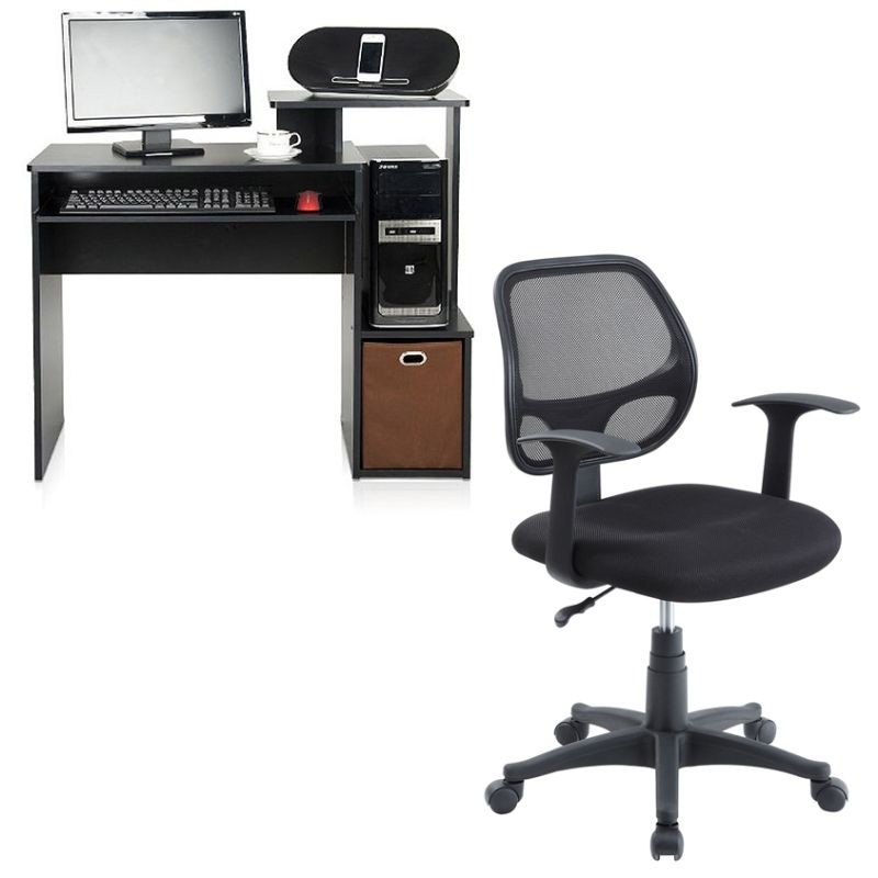 Photo 1 of **PARTS ONLY**
Furinno Econ Multipurpose Home Office Computer Writing Desk with Bin, Black