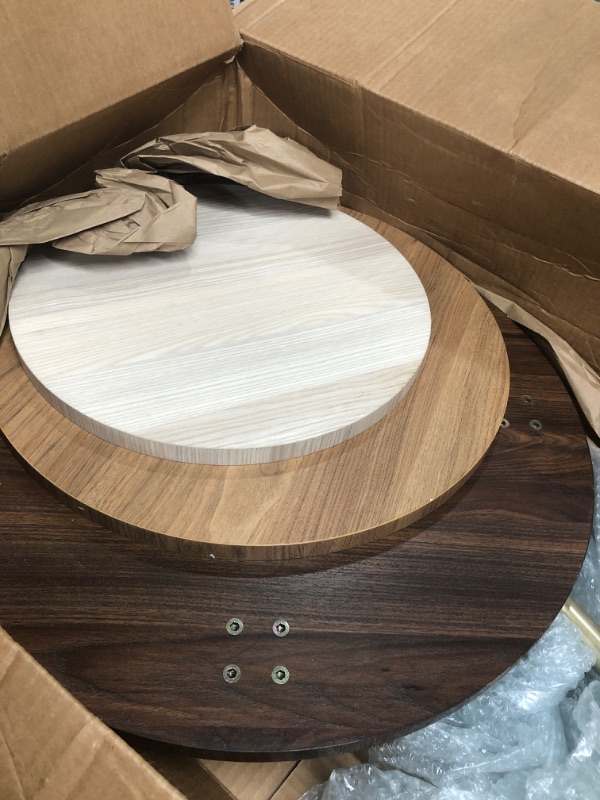 Photo 1 of **PARTS ONLY**
Walker Edison 3 Piece Modern Round Nesting Coffee Table Set Living Room Accent Ottoman Storage Shelf, Set of 3, Dark Walnut