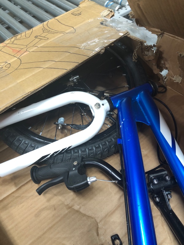 Photo 3 of ***OPEN BOX***   ***INCOMPLETE***
Royalbaby BMX Freestyle Kids Bike for Boys and Girls, Dual Hand Brakes, 12 14 16 18 Inch,Blue (18 in with Kickstand(Dual Hand Brakes))
