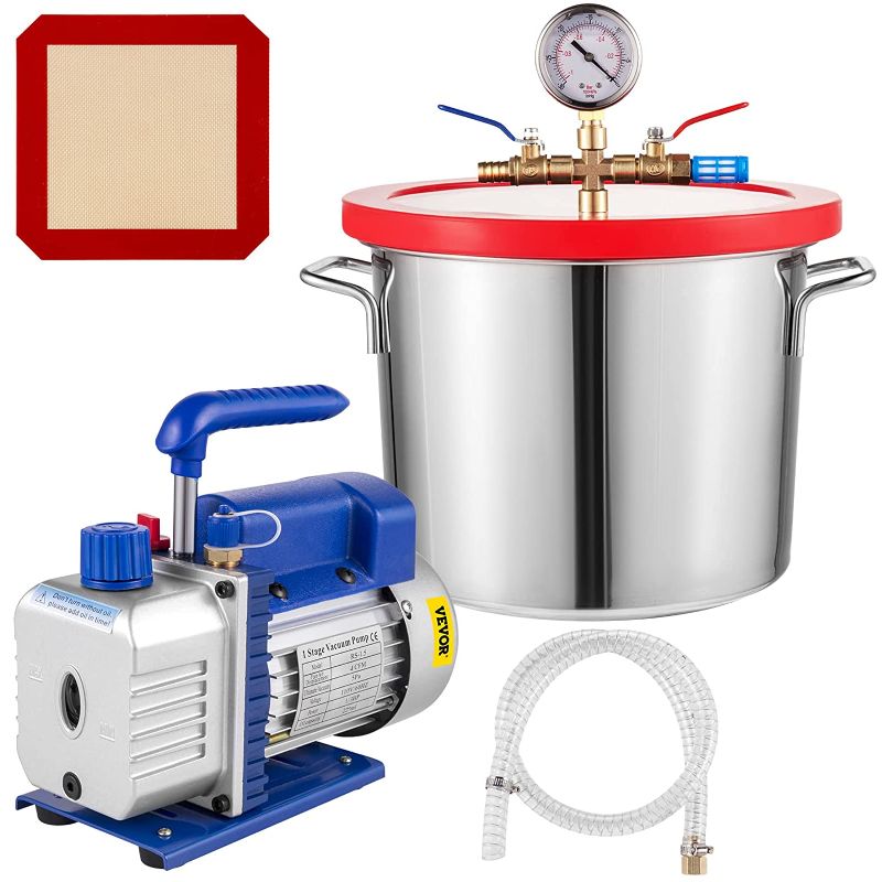 Photo 1 of **PARTS ONLY** VEVOR Vacuum Chamber with Pump, 4CFM 1/3HP Vacuum Pump with High-Capacity 2 Gallon Vacuum Chamber, Vacuum Pump Chamber Kit Vacuum Degassing Chamber Kit
