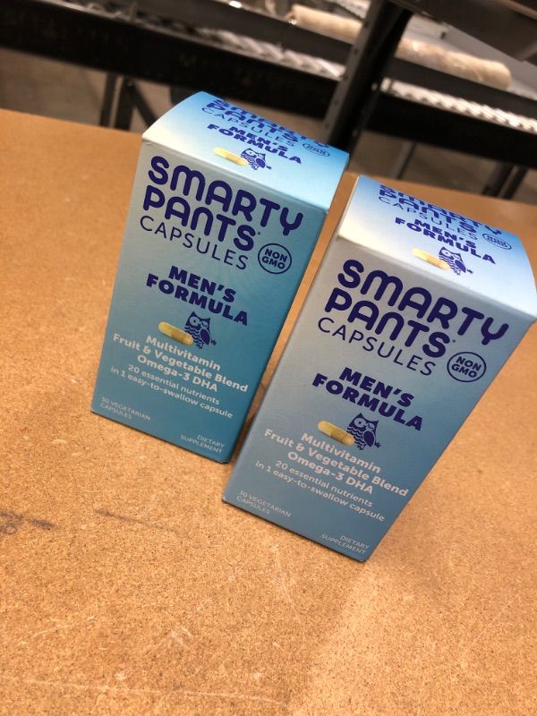 Photo 2 of 2 - SmartyPants Multivitamin for Men: Omega-3 DHA, Zinc for Immunity, Vitamins D3, C, B6, Folate, Vitamin A, B12, One Per Day, 30 Capsules, 30 Day Supply

EXP 1/27/23