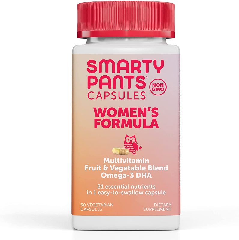 Photo 1 of 2 - SmartyPants Multivitamin for Women: Omega-3 DHA; Zinc for Immunity, Biotin, Iron, Folate, Vitamins D3, C, B6, Vitamin B12, One Per Day, 30 Capsules, 30 Day Supply

EXP 2/19/23