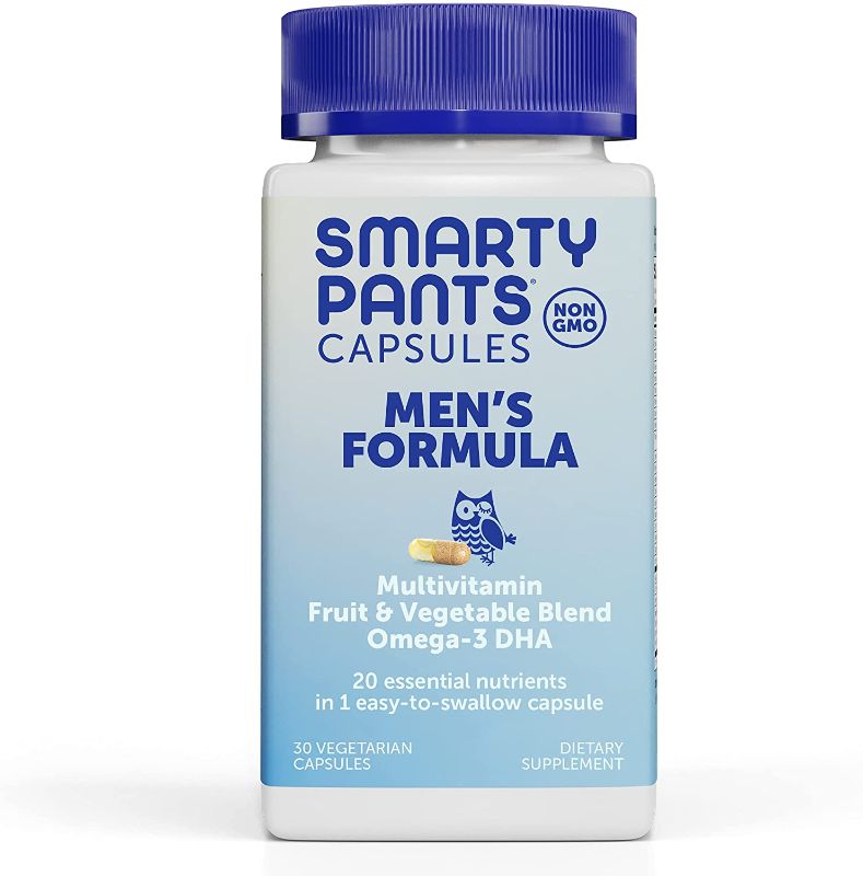 Photo 1 of 2 - SmartyPants Multivitamin for Men: Omega-3 DHA, Zinc for Immunity, Vitamins D3, C, B6, Folate, Vitamin A, B12, One Per Day, 30 Capsules, 30 Day Supply

EXP 1/27/23