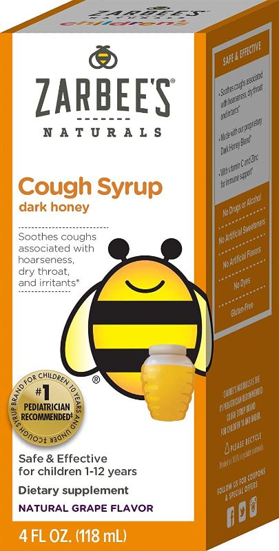 Photo 1 of 2 - Zarbee's Naturals Children's Cough Syrup with Dark Honey, Natural Grape Flavor, 4 Ounce Bottle
