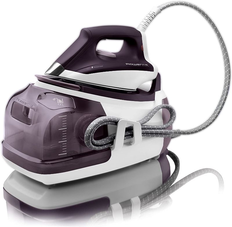 Photo 1 of Rowenta - 1830005299 DG8520 Perfect Steam 1800-Watt Eco Energy Steam Iron Station Stainless Steel Soleplate, 400-Hole, Purple
