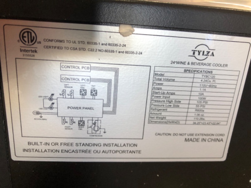 Photo 8 of TYLZA Wine and Beverage Refrigerator, 24 Inch Built-In Dual Zone Wine and Beverage Cooler, Freestanding French Door Drink Fridge, Wine Beer Cooler Under Counter Refrigerator with Memory Temperature Control