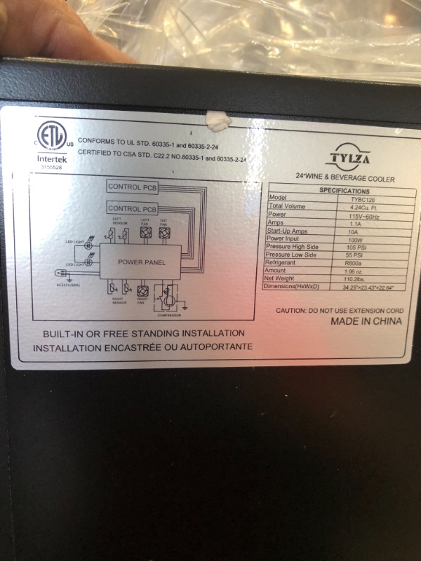 Photo 7 of TYLZA Wine and Beverage Refrigerator, 24 Inch Built-In Dual Zone Wine and Beverage Cooler, Freestanding French Door Drink Fridge, Wine Beer Cooler Under Counter Refrigerator with Memory Temperature Control