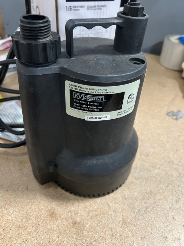 Photo 2 of 1/6 HP Plastic Submersible Utility Pump
