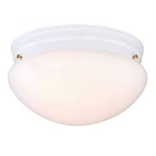 Photo 1 of 9 in. 2-Light White Mushroom Flush Mount
