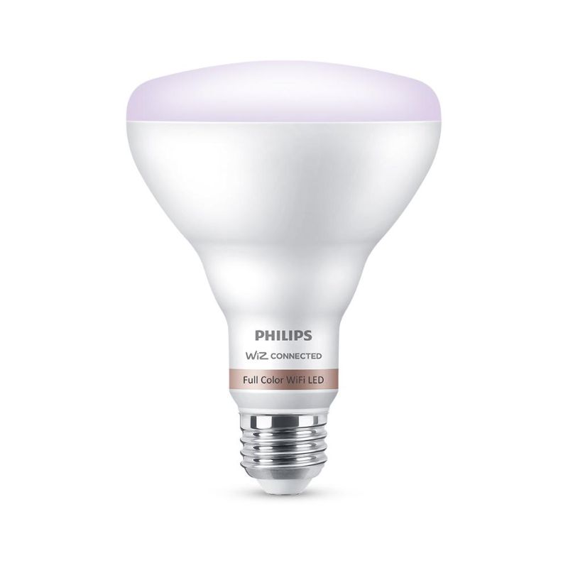 Photo 1 of BUNDLE OF, Philips Color and Tunable White BR30 LED 65-Watt Equivalent Dimmable Smart Wi-Fi Wiz Connected Wireless Light Bulb
AND, Feit Electric Enhance A19 E26 (Medium) LED Bulb Daylight 75 Watt Equivalence 2 Pk - Case of: 1;
