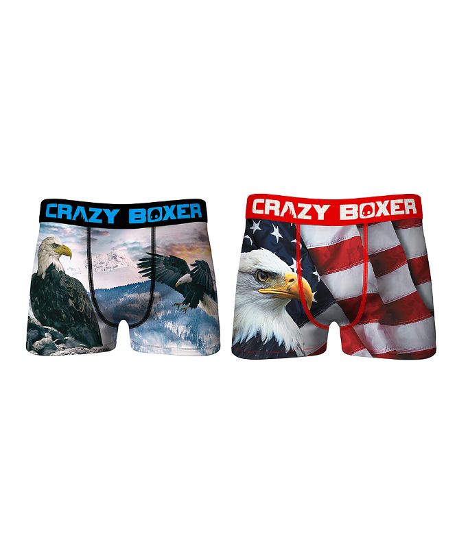 Photo 1 of Crazy Boxer Men's Underwear Multicolor - Red & Blue American Wild Outdoors Two-Pair Boxer Brief Set - Men
