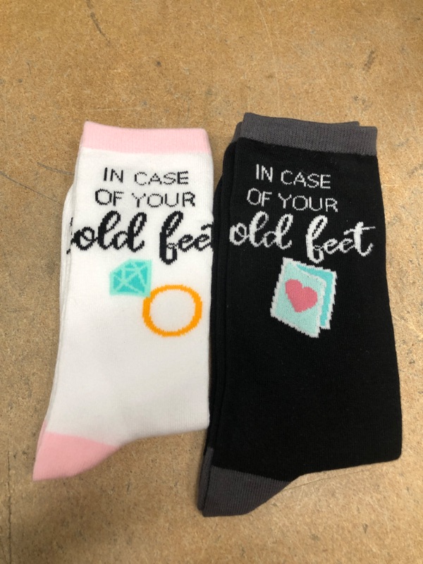 Photo 2 of 2-Pair Bride and Groom Crew Socks, Wedding Gift Size Men's US 6-11, Women's US 7-12