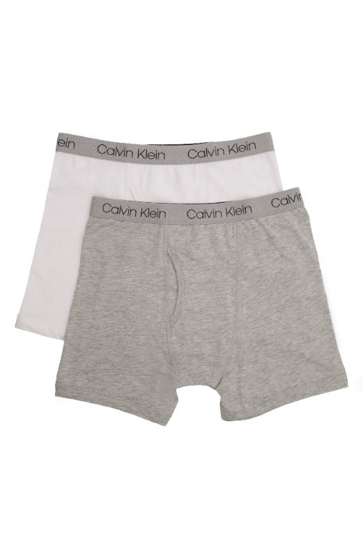 Photo 1 of Calvin Klein Boy's 2-Piece Boxer Briefs Pack - Grey White - Size S (6-7)
