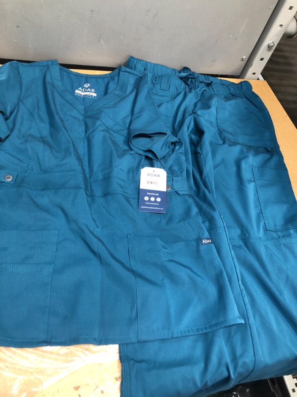 Photo 1 of Adar Pop-Stretch Junior Fit Women’s Scrub Set - Crossover Top and Multi Pocket Pants, Inseam 31", Size S