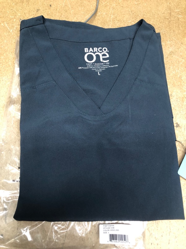 Photo 1 of Barco One Women's 4-Pocket Sporty V-Neck Scrub Top - 5106, Size Large
