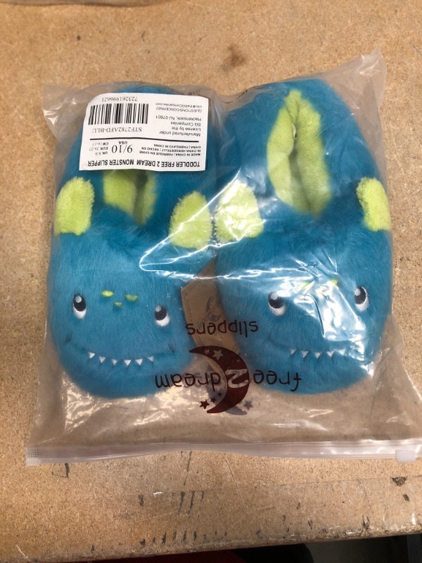 Photo 2 of FREE 2 DREAM Slippers for Toddler and Kids, Blue Monster 3D Ears, Indoor Outdoor Bottom, Soft Plush,Toddler Size 9/10
