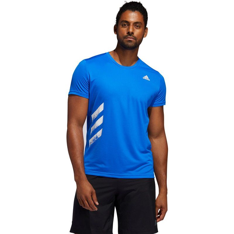 Photo 1 of Adidas Men's Run It PB 3-Stripes Running T-Shirt Glory Blue, X-Large - Men's Running Tops at Academy Sports