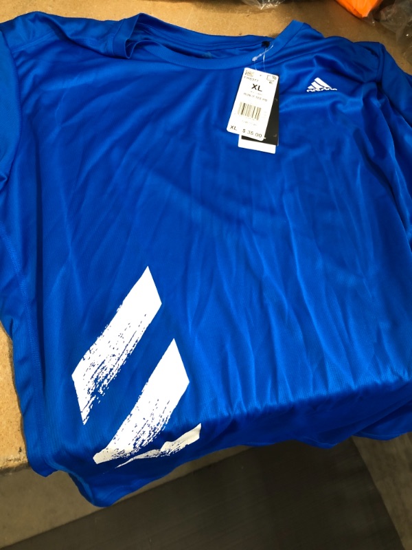 Photo 2 of Adidas Men's Run It PB 3-Stripes Running T-Shirt Glory Blue, X-Large - Men's Running Tops at Academy Sports