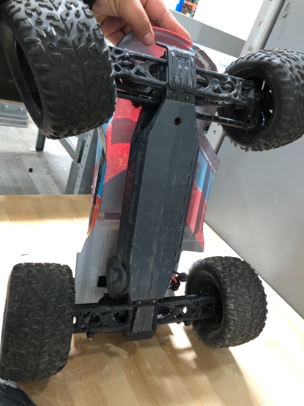 Photo 4 of ARRMA RC Monster Truck: 1/10 Granite Voltage MEGA 2WD SRS RTR with 2.4GHz Radio | 1800mAh 6C NiMH Battery | Charger | 1:10 Scale (Red/Black), ARA102727T3
