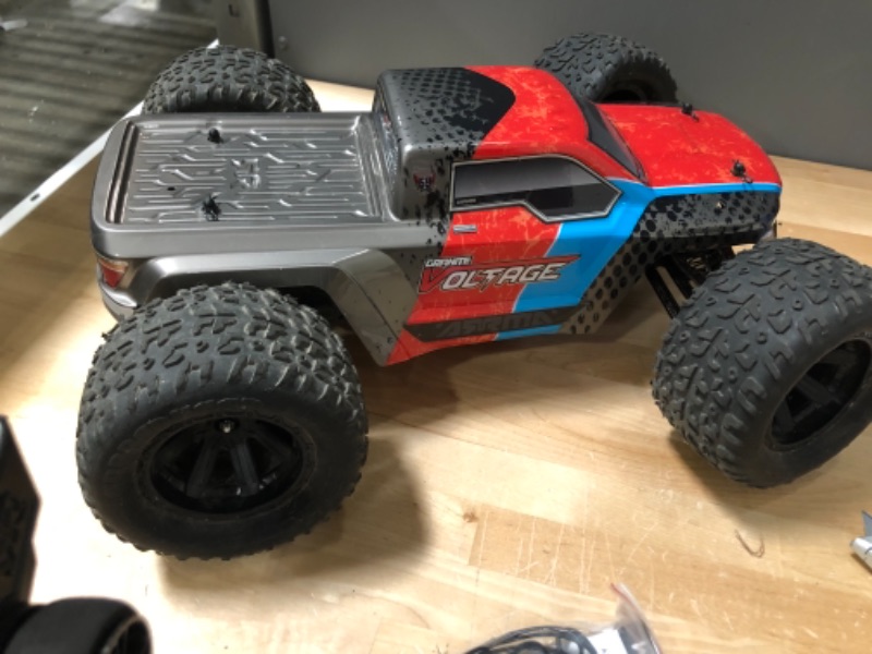 Photo 1 of ARRMA RC Monster Truck: 1/10 Granite Voltage MEGA 2WD SRS RTR with 2.4GHz Radio | 1800mAh 6C NiMH Battery | Charger | 1:10 Scale (Red/Black), ARA102727T3
