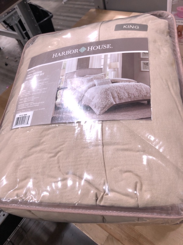 Photo 2 of ***DIFFERNT COLOR*** Harbor House 100% Cotton Duvet Set - Trendy Tufted Textured Design, All Season Cozy Bedding Modern Comforter Cover, Matching Shams, Suzanna Taupe King(106"x90") 3 Piece
