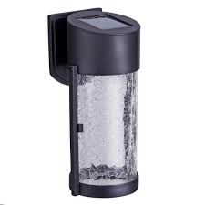 Photo 1 of 2-Light Black Solar LED Outdoor Wall Lantern with Glass
