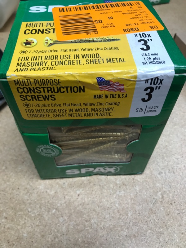 Photo 2 of #10 x 3 in. T-Star Plus Flat Head Partial Thread Yellow Zinc Screws (5 lb. Box)
