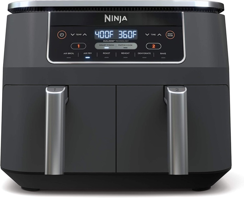 Photo 1 of Ninja DZ201 Foodi 8 Quart 6-in-1 DualZone 2-Basket Air Fryer with 2 Independent Frying Baskets, Match Cook & Smart Finish to Roast, Broil, Dehydrate & More for Quick, Easy Meals, Grey