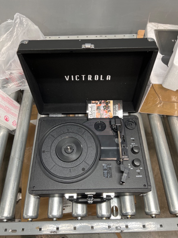 Photo 2 of Victrola Vintage 3-Speed Bluetooth Portable Suitcase Record Player with Built-in Speakers | Upgraded Turntable Audio Sound| Includes Extra Stylus | Black, Model Number: VSC-550BT-BK