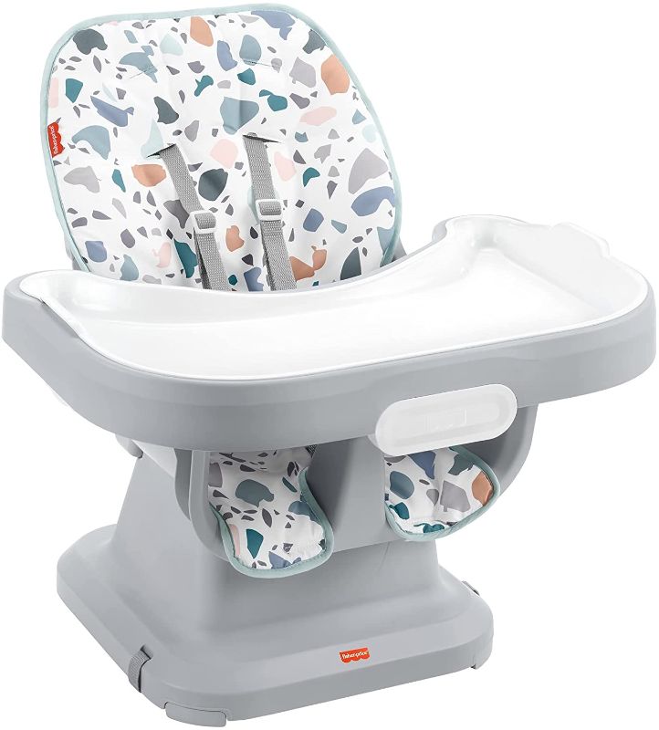 Photo 1 of Fisher-Price SpaceSaver Simple Clean High Chair – Pacific Pebble, Portable Infant-to-Toddler Dining Chair and Booster seat with Easy Clean up Features
