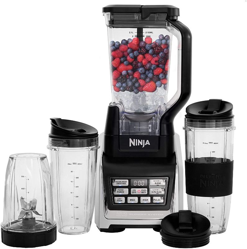 Photo 1 of **DID NOT POWER ON*MAY NEED REPAIR**Nutri Ninja BL642 Personal and Countertop Blender with 1200-Watt Auto-iQ Base, 72-Ounce Pitcher, and 18, 24, and 32-Ounce Cups with Spout Lids
