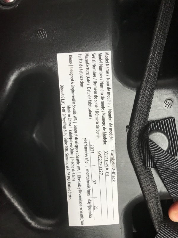 Photo 5 of Diono Cambria 2 XL, Dual Latch Connectors, 2-in-1 Belt Positioning Booster Seat, High-Back to Backless Booster with Space and Room to Grow, 8 Years 1 Booster Seat, Black
