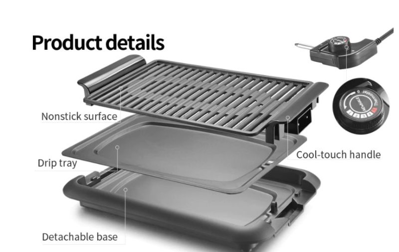Photo 1 of AEWHALE Smokeless Indoor Grill AEWHALE Electric Nonstick Grill, Portable BBQ Grills with Oil Drip Pan, 18" x 13" Tabletop Grill Square Griddle, Fast Heating and Dishwasher Safe ( Black )
