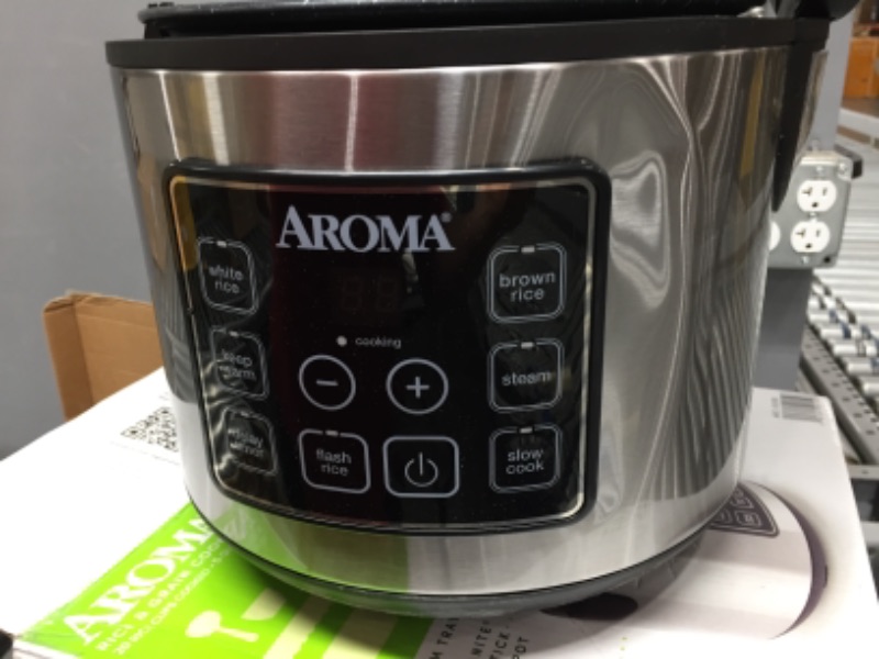 Photo 2 of Aroma Housewares 20 Cup Cooked (10 cup uncooked) Digital Rice Cooker, Slow Cooker, Food Steamer, SS Exterior (ARC-150SB),Black
