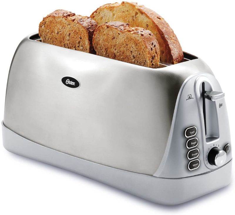 Photo 1 of Oster Long Slot 4-Slice Toaster, Stainless Steel (TSSTTR6330-NP)
