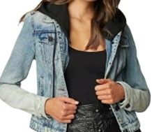 Photo 1 of [BLANKNYC] womens Black Hooded Denim Jacket, Comfortable & Stylish Coat
LARGE