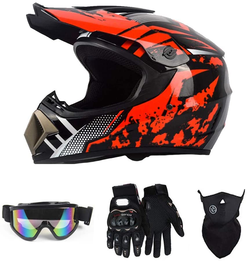 Photo 1 of Motocross Helmet,Full Face Motocross Quad Youth Helmet DOT Downhill Dirt Bike MX ATV Motorbike Helmet Gloves, Goggles, Mask 4 Piece Set
LARGE