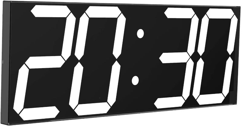 Photo 1 of CHKOSDA Digital LED Wall Clock, Oversize Wall Clock with 6” Numbers, Remote Control Count up/Countdown Timer Clock, Auto Dimmer, Big Calendar and Thermometer(White)
