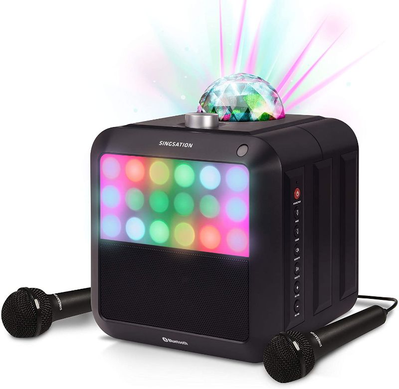 Photo 1 of Portable Karaoke Machine - SINGSATION Star Burst - System Comes w/ 2 Mics, Room-Filling Light Show, Retro Light Panel & Works via Bluetooth - No CDs Required - YouTube Your Favorite Karaoke Songs
