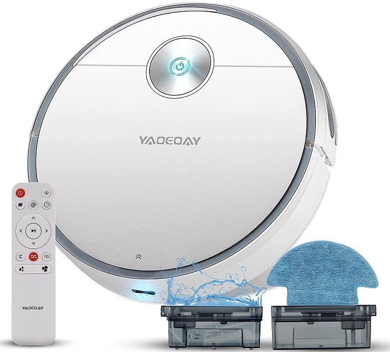 Photo 1 of **PARTS ONLY**
YAOEOAY Robot Vacuum Cleaner, 9 Clean Modes 2200Pa Suction Sweep & Mop 2 in 1 Robot Vacuum, Super-Thin Smart Navigation Self-Charging 160 Mins Max Runtime Quiet Clean for Pet Hair Hard Floors Carpets
