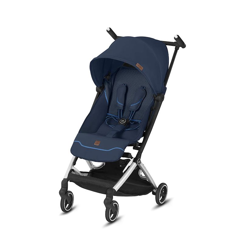 Photo 1 of gb Pockit+ All City, Ultra Compact Lightweight Travel Stroller with Front Wheel Suspension, Full Canopy, and Reclining Seat in Night Blue
