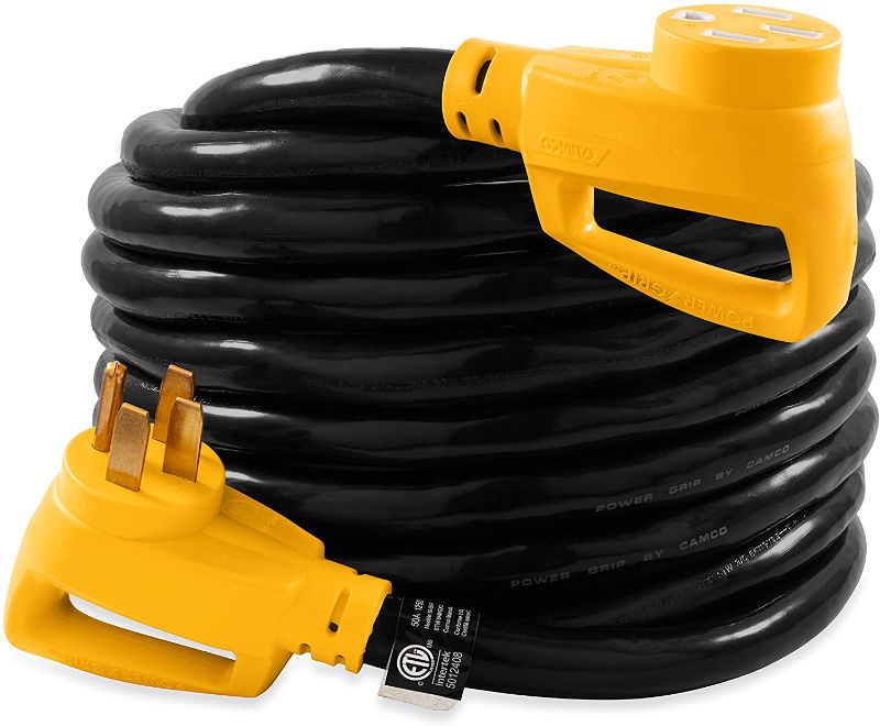 Photo 1 of Camco 55195 30' PowerGrip Heavy-Duty Outdoor 50-Amp Extension Cord for RV and Auto | Allows for Additional Length to Reach Distant Power Outlets | Built to Last
